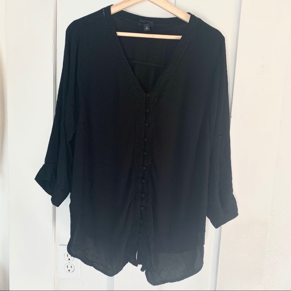 Torrid Black Button Front Blouse Size 2